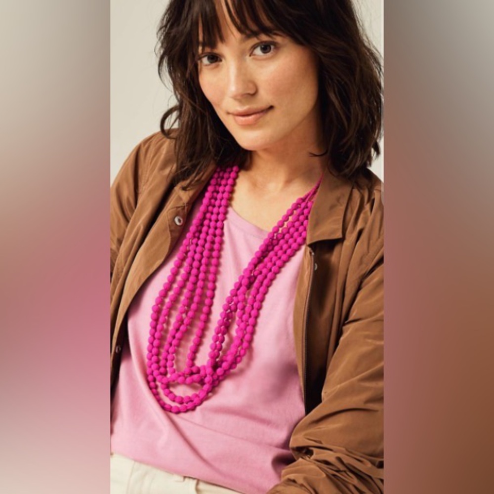 NWOT J. Jill Sonoma Rose Multistrand Hot Pink Beaded Necklace
